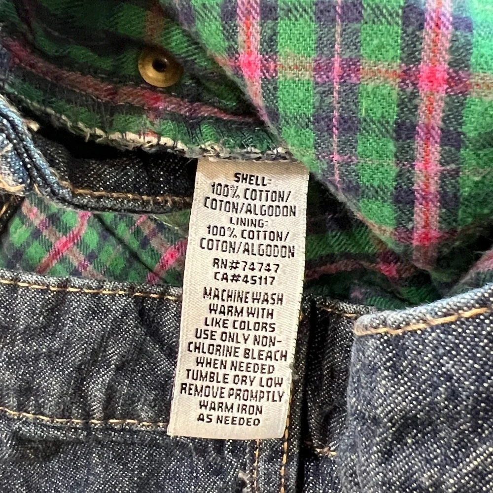 Natural Reflections Plaid Lined Dark Wash Jeans Size 6